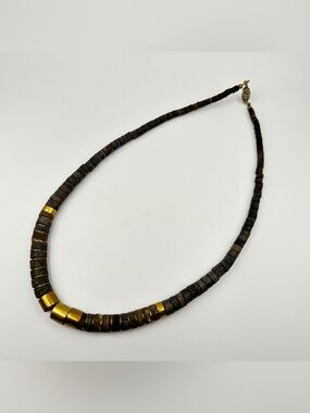 Vintage Native American Style Heishi Bead Brass Necklace